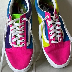 Vans Colorblock Low Top Sneakers - Hot Pink, Blue & Neon Green